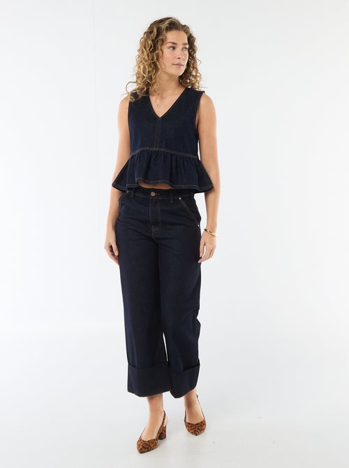 Top em ganga com decote em V - Kiabi