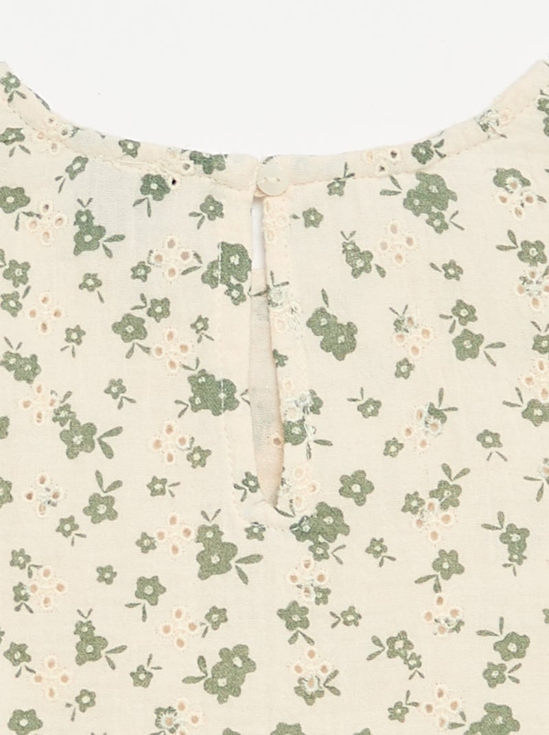 Top em gaze de algodão e estampado de "flores" Cru - Kiabi