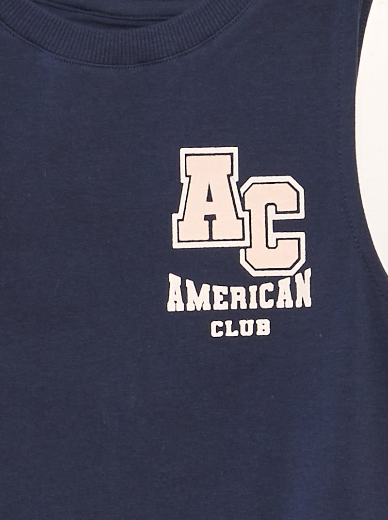 Top em jersey com costas à mostra AZUL - Kiabi