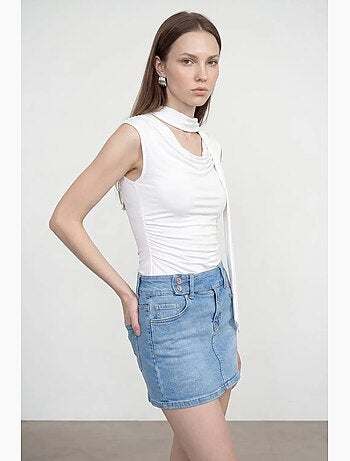 Top em jersey com decote drapeado dilvin