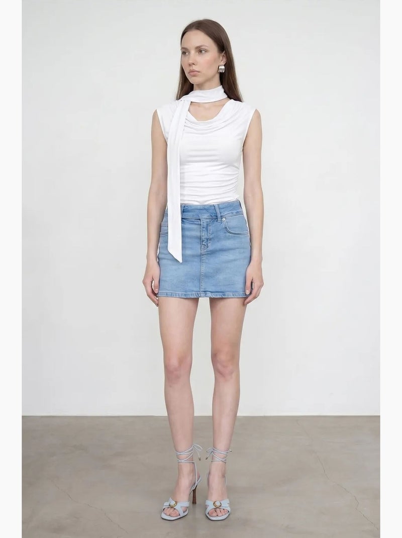 Top em jersey com decote drapeado dilvin Branco - Kiabi