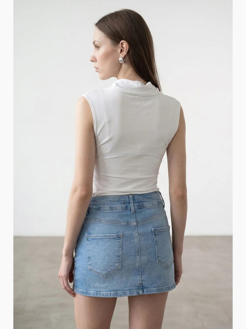 Top em jersey com decote drapeado dilvin Branco - Kiabi