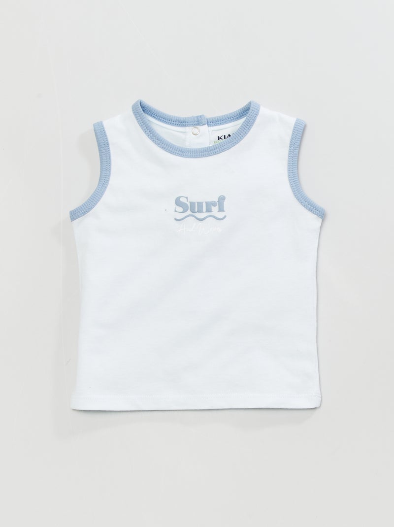 Top em jersey com estampado AZUL - Kiabi