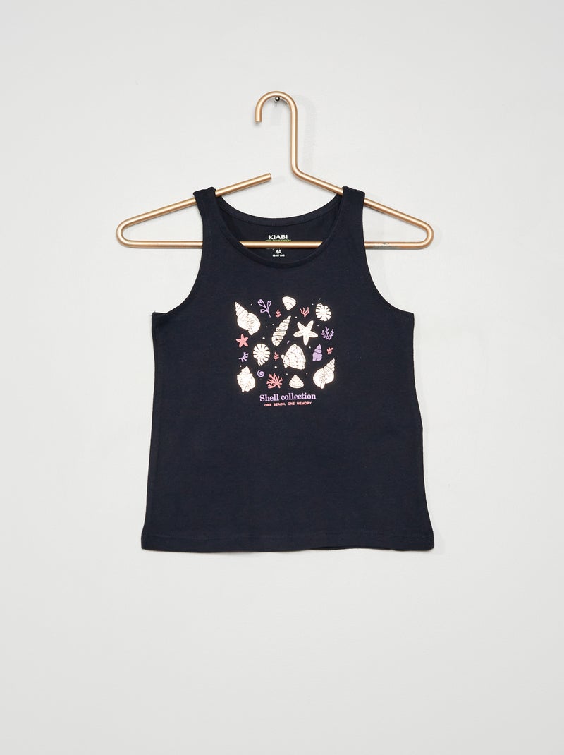 Top em jersey com estampado AZUL - Kiabi