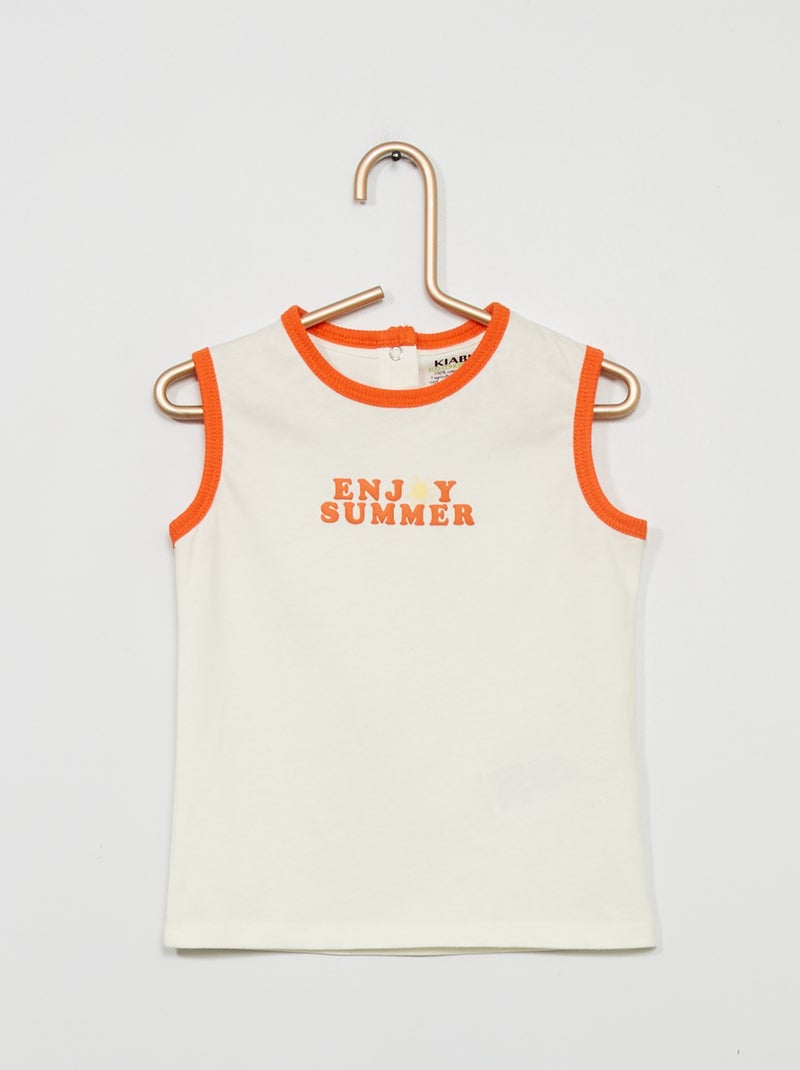 Top em jersey com estampado BRANCO - Kiabi