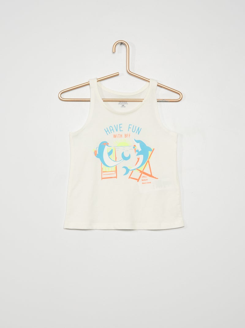 Top em jersey com estampado BRANCO - Kiabi