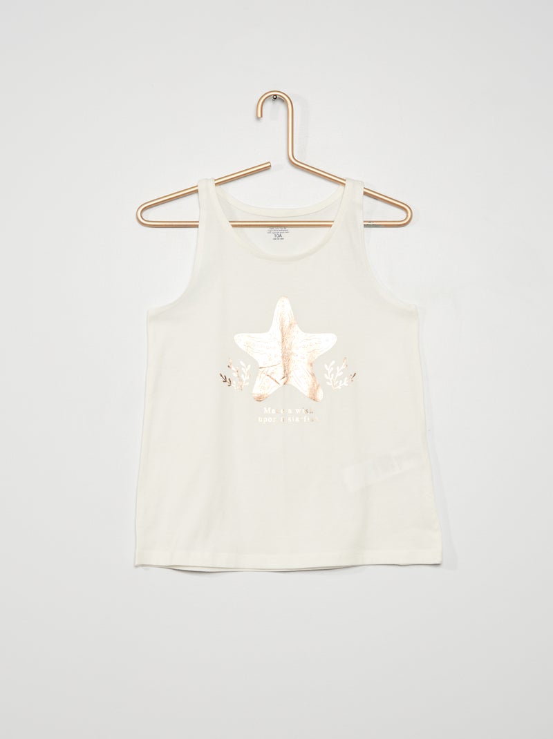 Top em jersey com estampado BRANCO - Kiabi