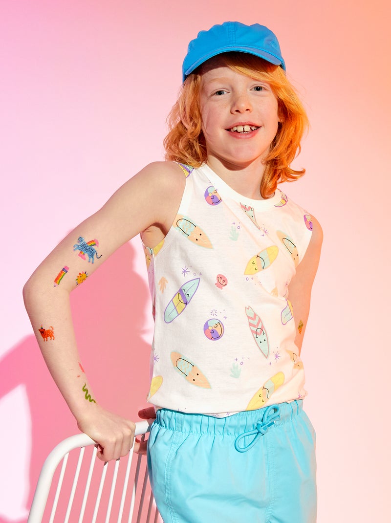 Top em jersey com estampado BRANCO - Kiabi