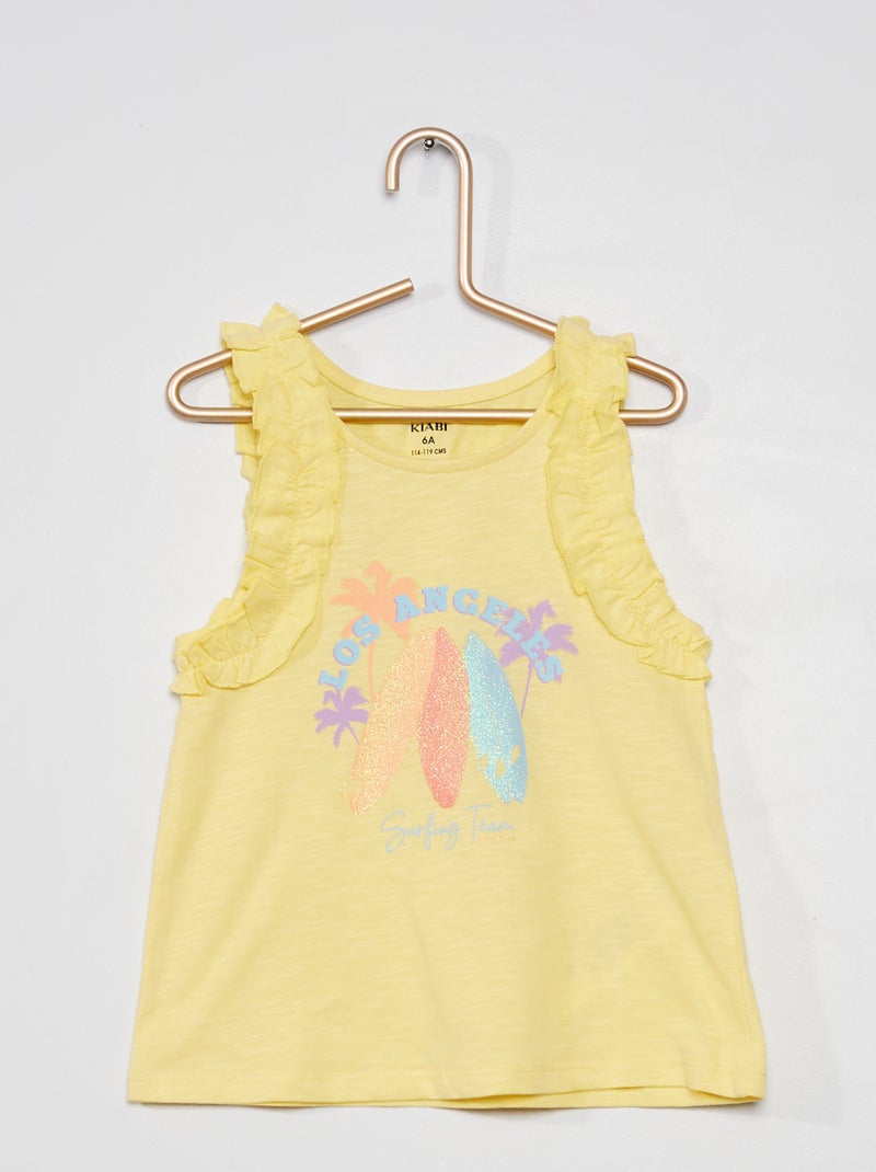 Top em jersey com folhos AMARELO - Kiabi