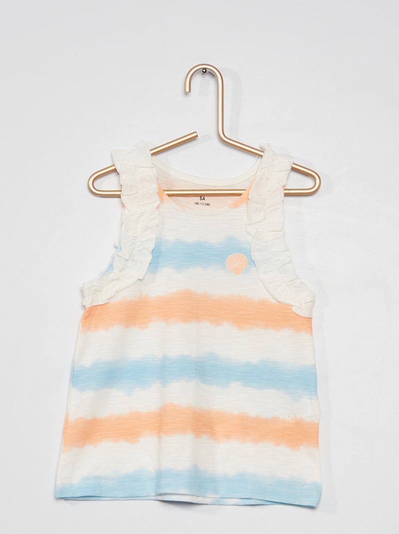 Top em jersey com folhos BRANCO - Kiabi