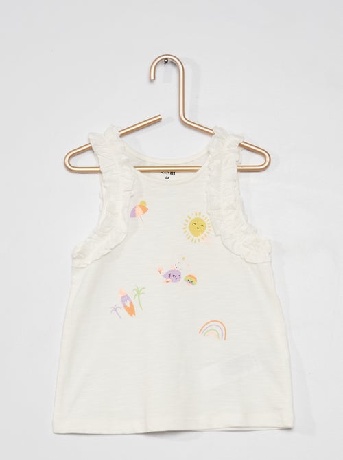 Top em jersey com folhos - Kiabi