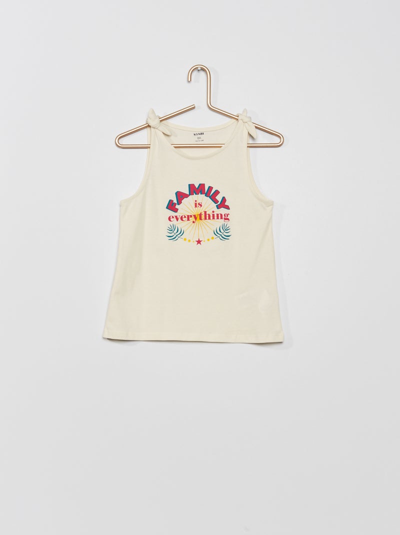 Top em jersey com laço de fantasia BEGE - Kiabi