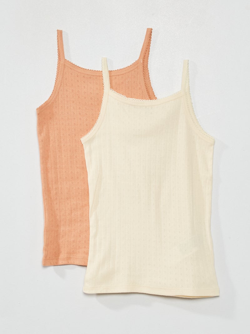 Top em jersey com malha ajurada MARROM - Kiabi