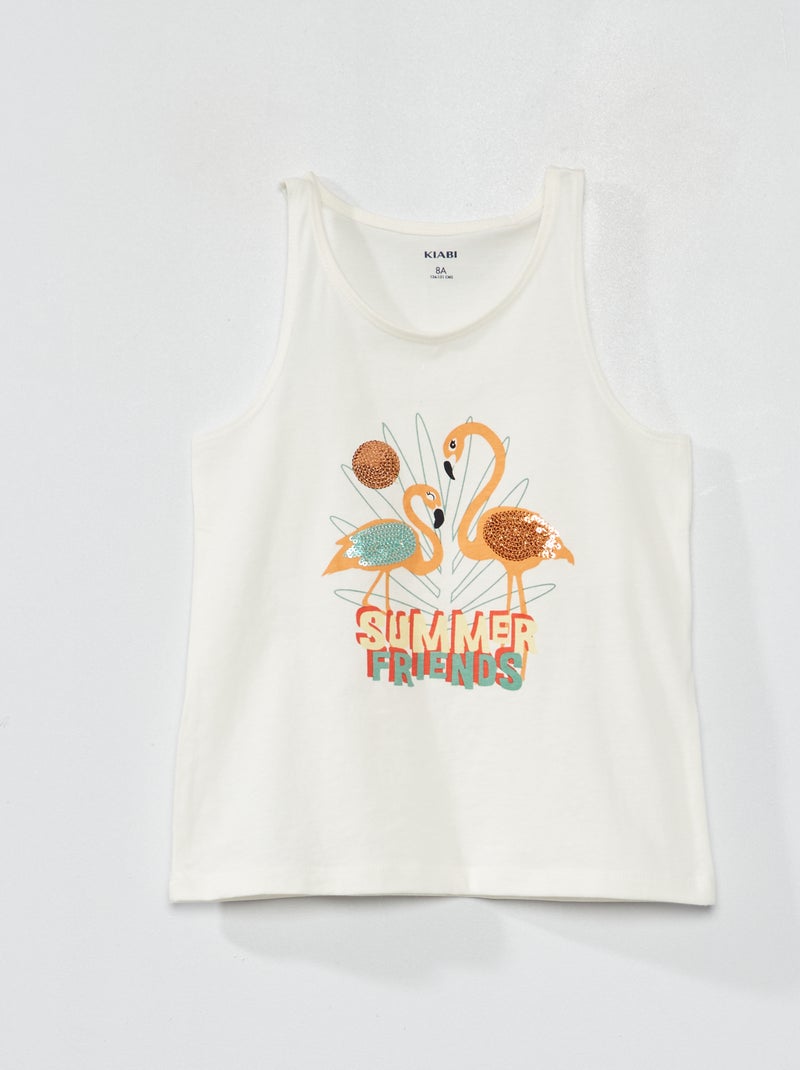 Top em jersey com motivos de fantasia BEGE - Kiabi