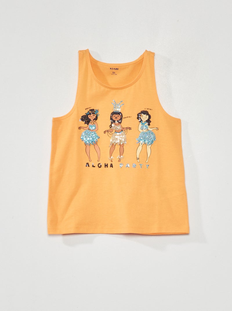 Top em jersey com motivos de fantasia LARANJA - Kiabi