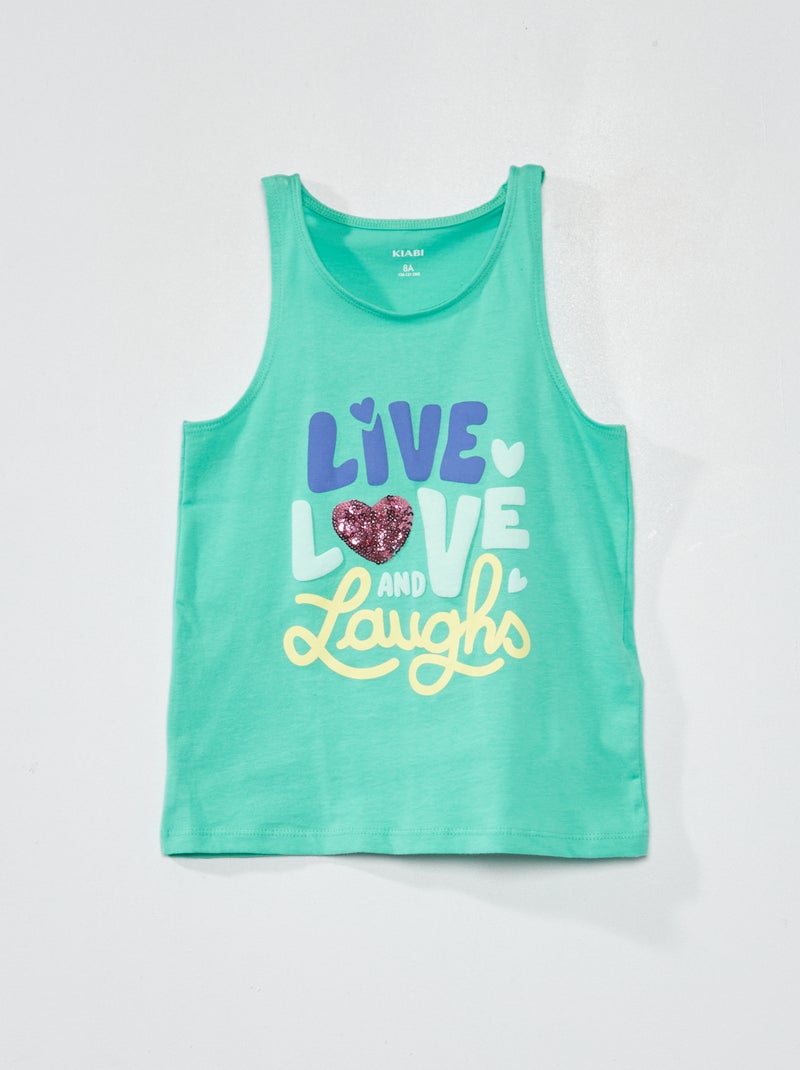 Top em jersey com motivos de fantasia VERDE - Kiabi