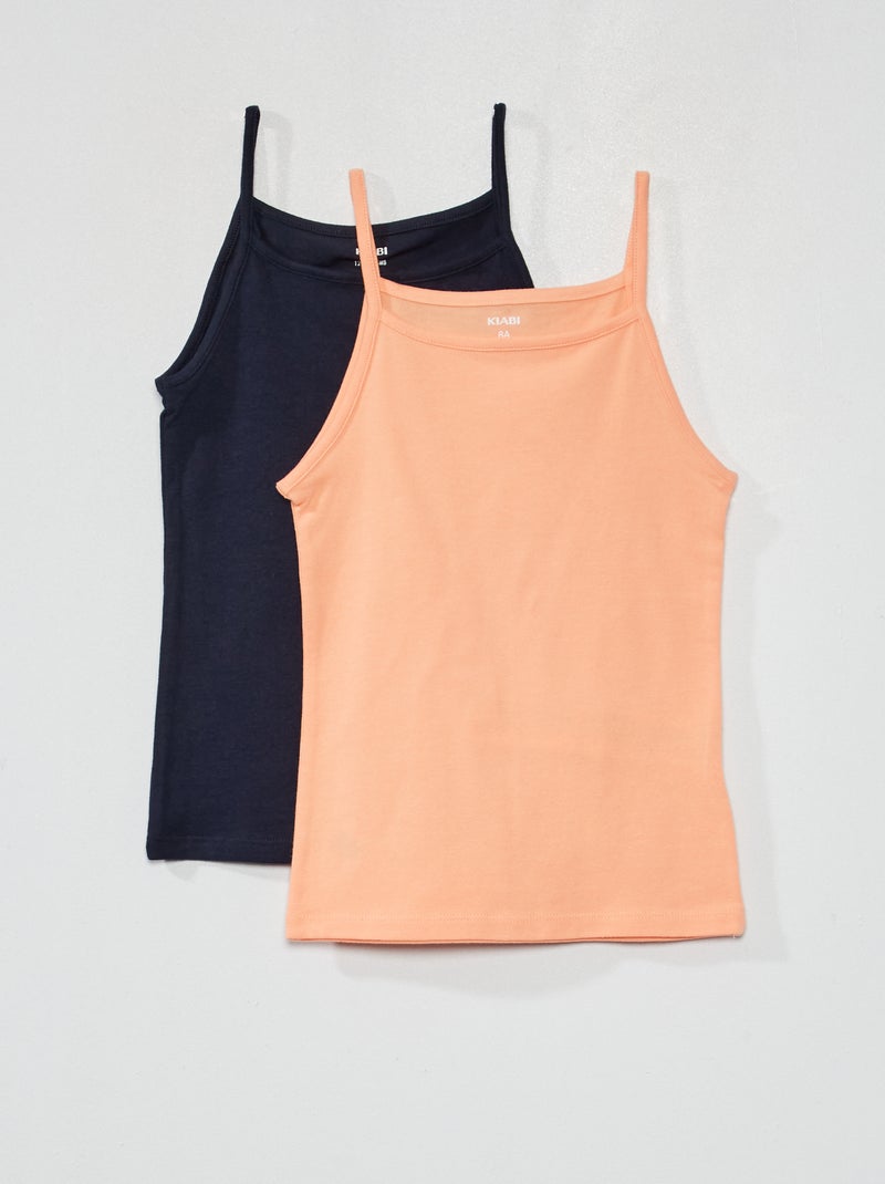Top em jersey liso - Lote de 2 AZUL - Kiabi