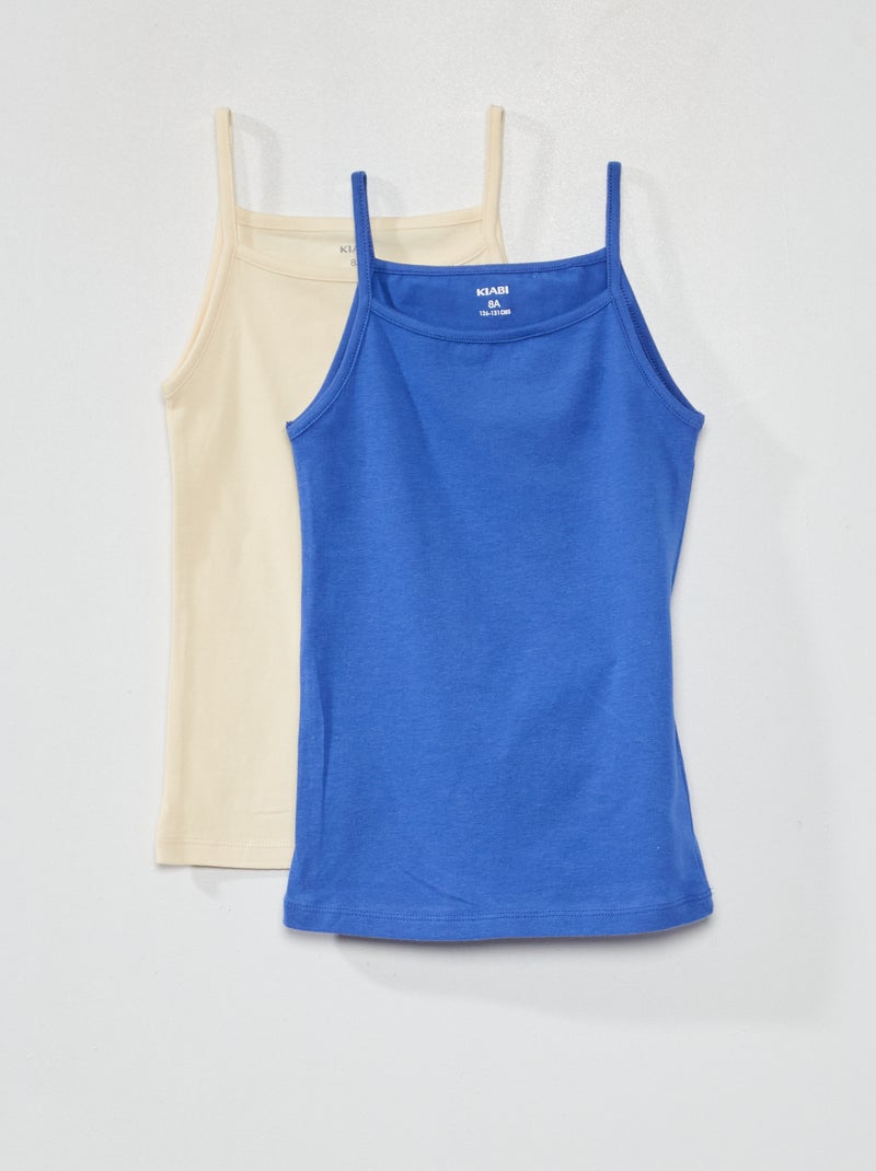 Top em jersey liso - Lote de 2 AZUL - Kiabi