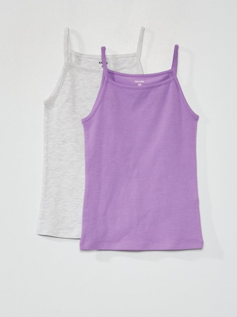 Top em jersey liso - Lote de 2 CINZA - Kiabi