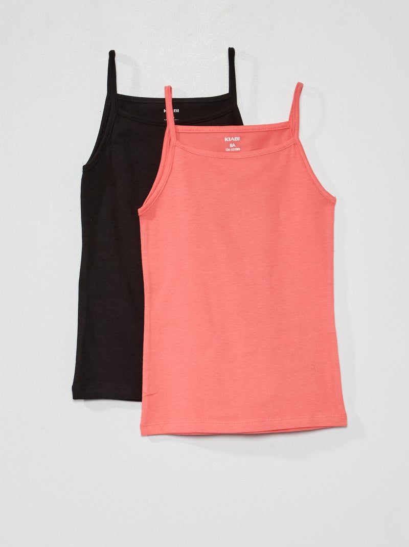 Top em jersey liso - Lote de 2 ROSA - Kiabi