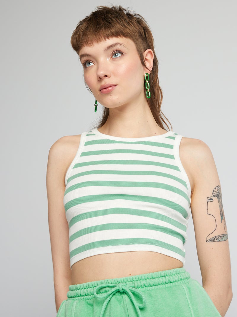 Top em jersey nervurado BRANCO - Kiabi