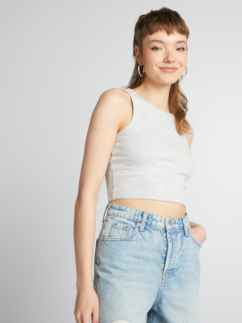 Top em jersey nervurado CINZA - Kiabi
