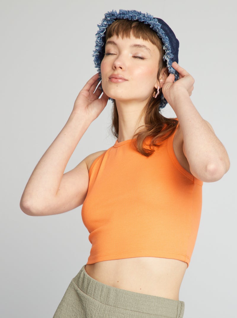 Top em jersey nervurado LARANJA - Kiabi