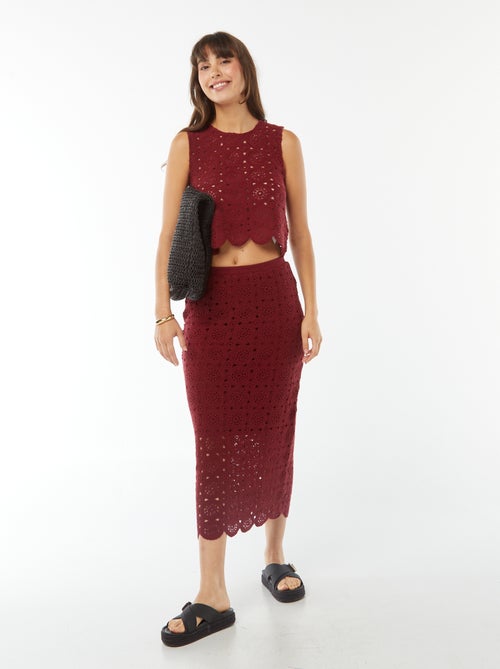 Top em macramé com cavas americanas - Kiabi