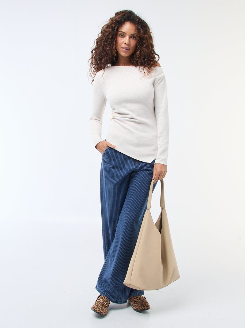 Top em malha assimétrico Bege - Kiabi