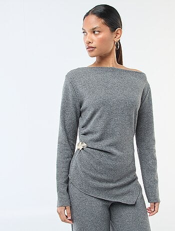 Top em malha assimétrico