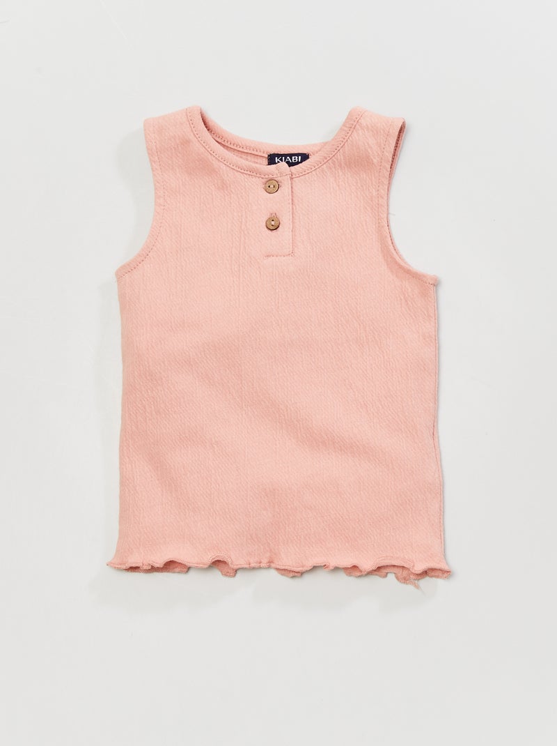 Top em malha com efeito amarrotado Rosa - Kiabi