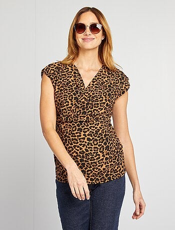 Top em malha crepe leopardo