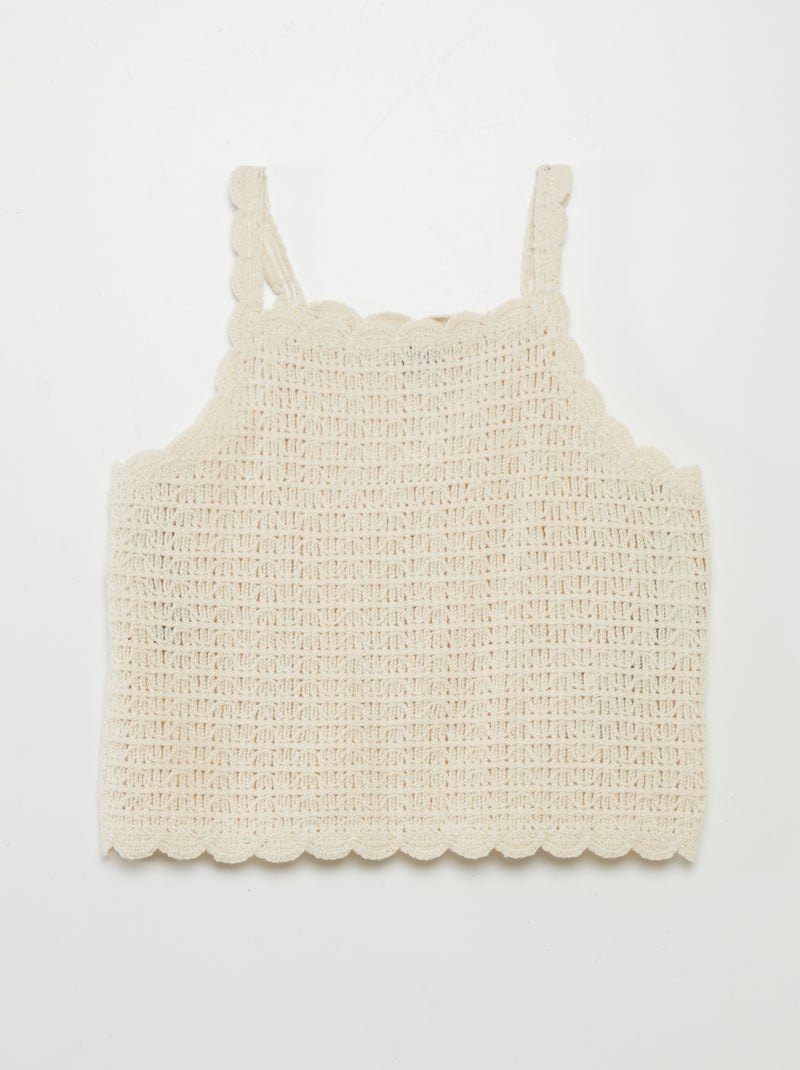Top em malha croché BRANCO - Kiabi
