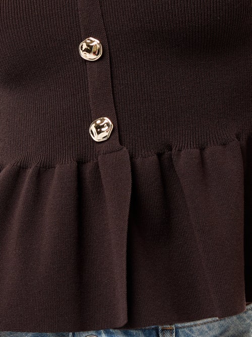 Top em malha fina com abertura abotoada - Kiabi