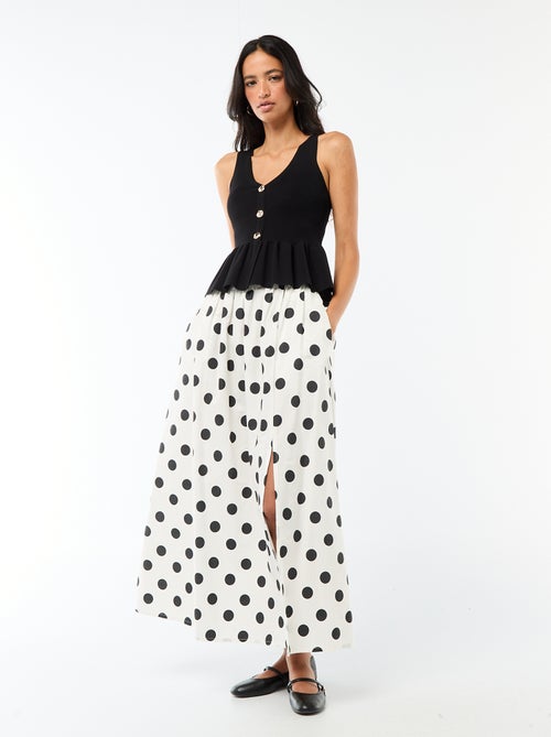 Top em malha fina com abertura abotoada - Kiabi