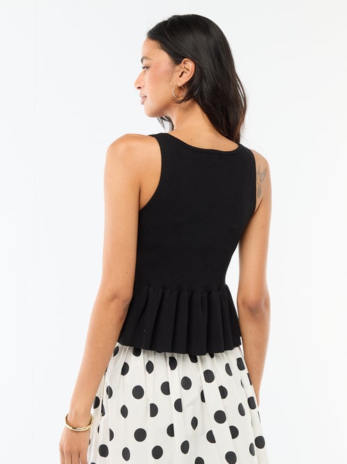 Top em malha fina com abertura abotoada - Kiabi