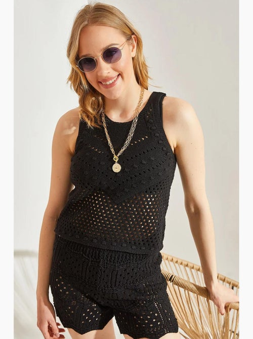 Top em malha gola redonda lucci - Kiabi
