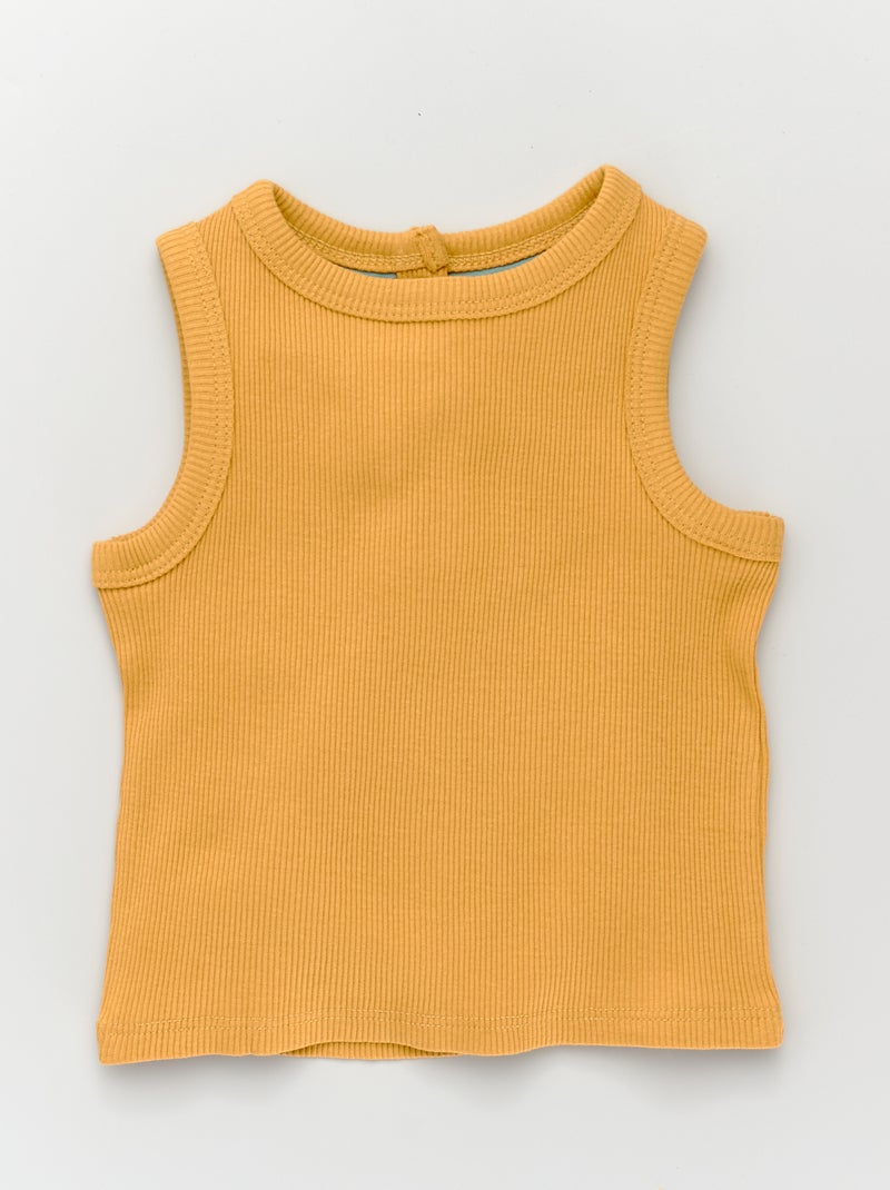 Top em malha nervurada Amarelo - Kiabi