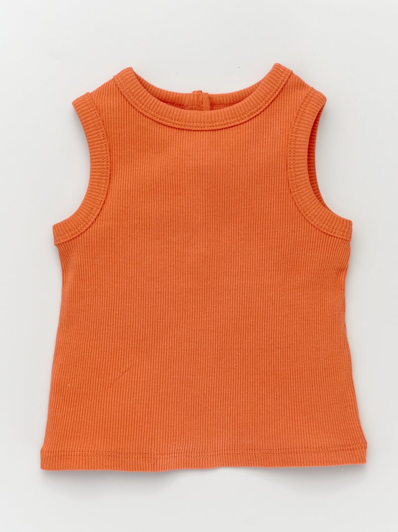 Top em malha nervurada Laranja Paprika - Kiabi