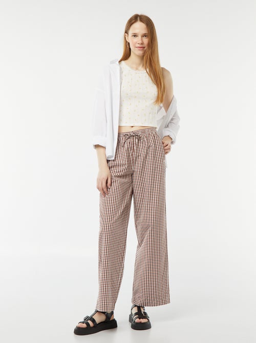 Top em malha pointelle com renda e motivo - Kiabi