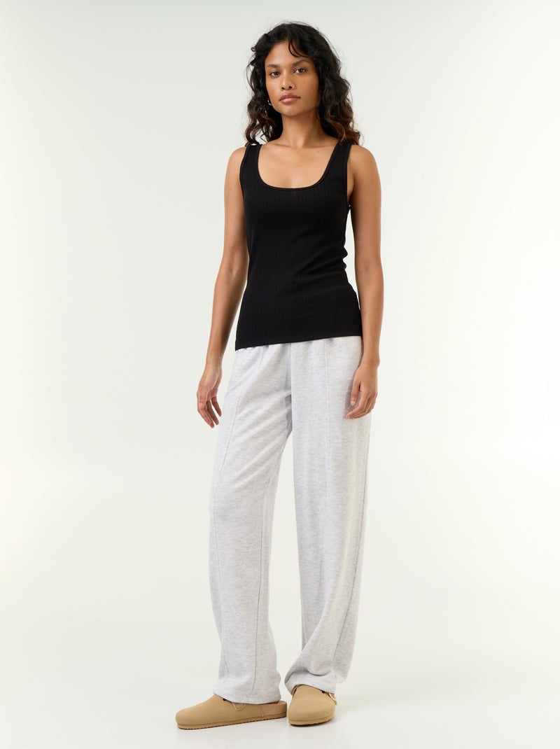 Top em malha pointelle Preto - Kiabi