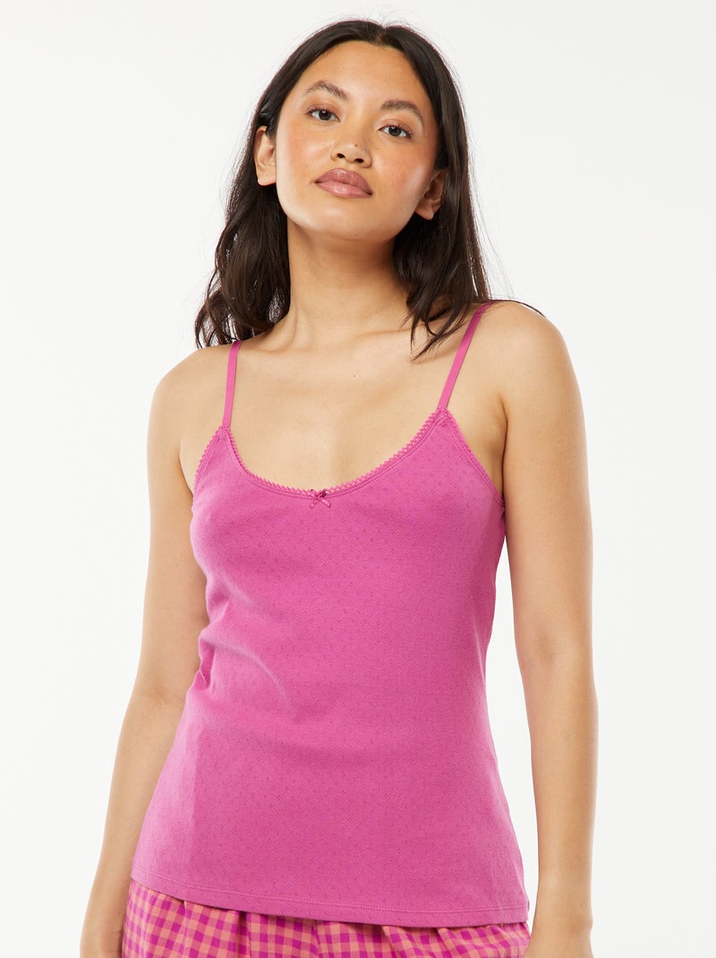 Top em malha pointelle Rosa - Kiabi
