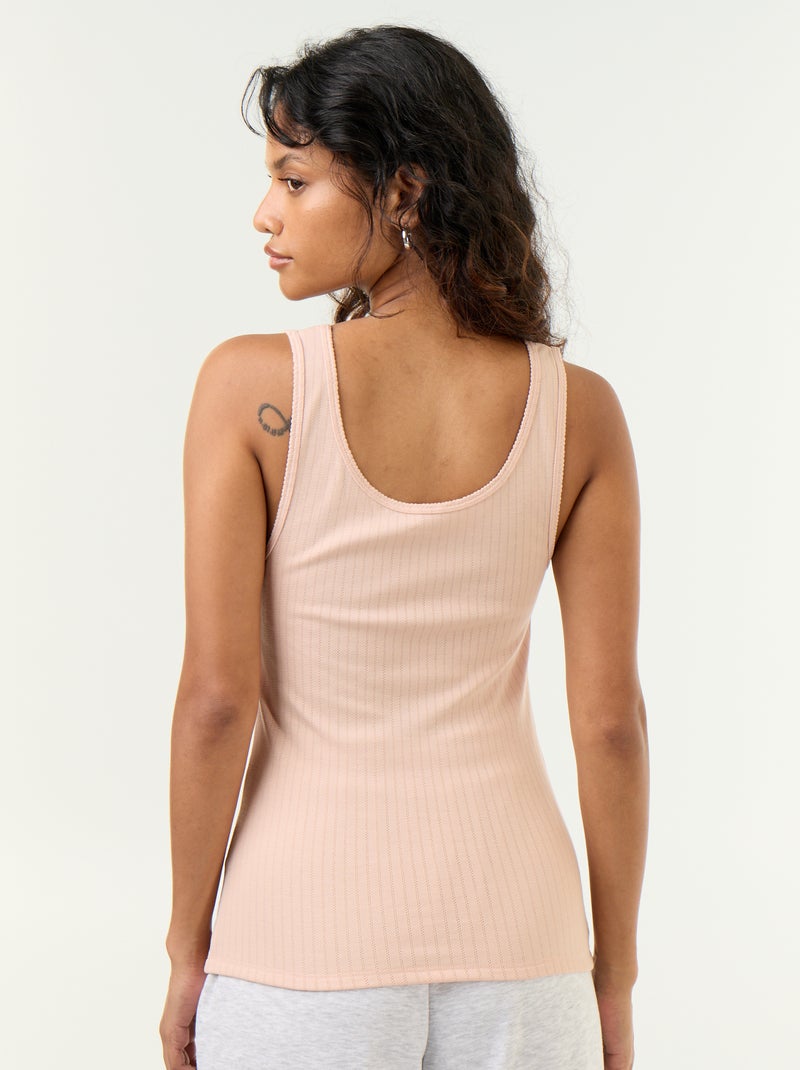 Top em malha pointelle Rosa - Kiabi