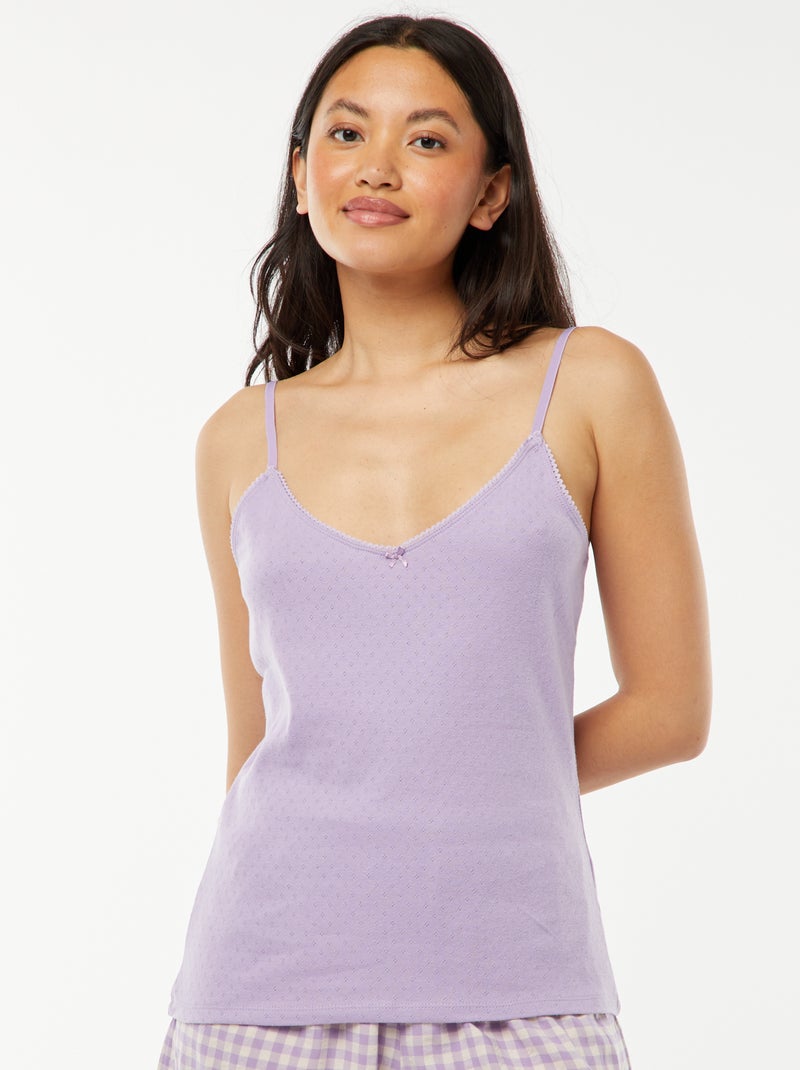 Top em malha pointelle Violeta - Kiabi