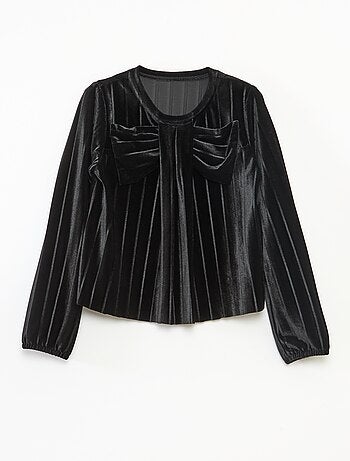 Top em malha velvet canelada com nó liso