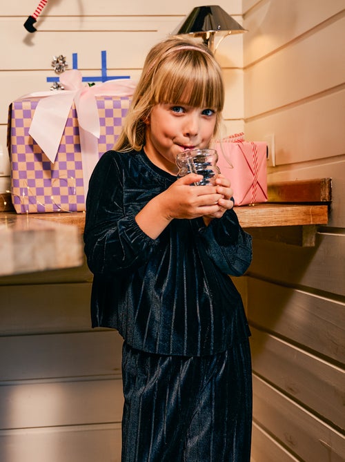 Top em malha velvet canelada com nó liso - Kiabi