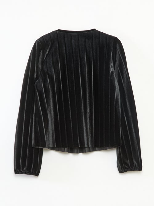 Top em malha velvet canelada com nó liso - Kiabi