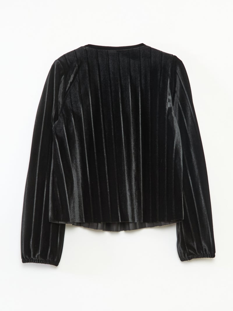 Top em malha velvet canelada com nó liso Preto - Kiabi