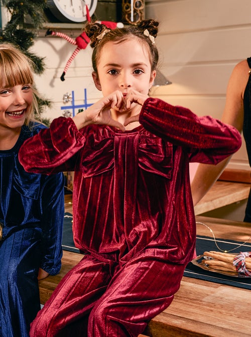 Top em malha velvet canelada com nó liso - Kiabi