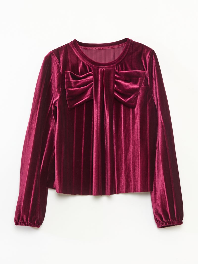 Top em malha velvet canelada com nó liso Vermelho - Kiabi